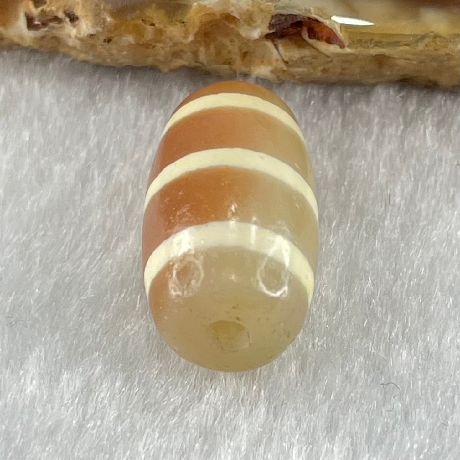 Natural Powerful Tibetan Old Oily Agate 3-Lines Dzi Bead Heavenly Master (Tian Zhu) 三行天诛 3.01g 18.3 by 10.4mm - Huangs Jadeite and Jewelry Pte Ltd