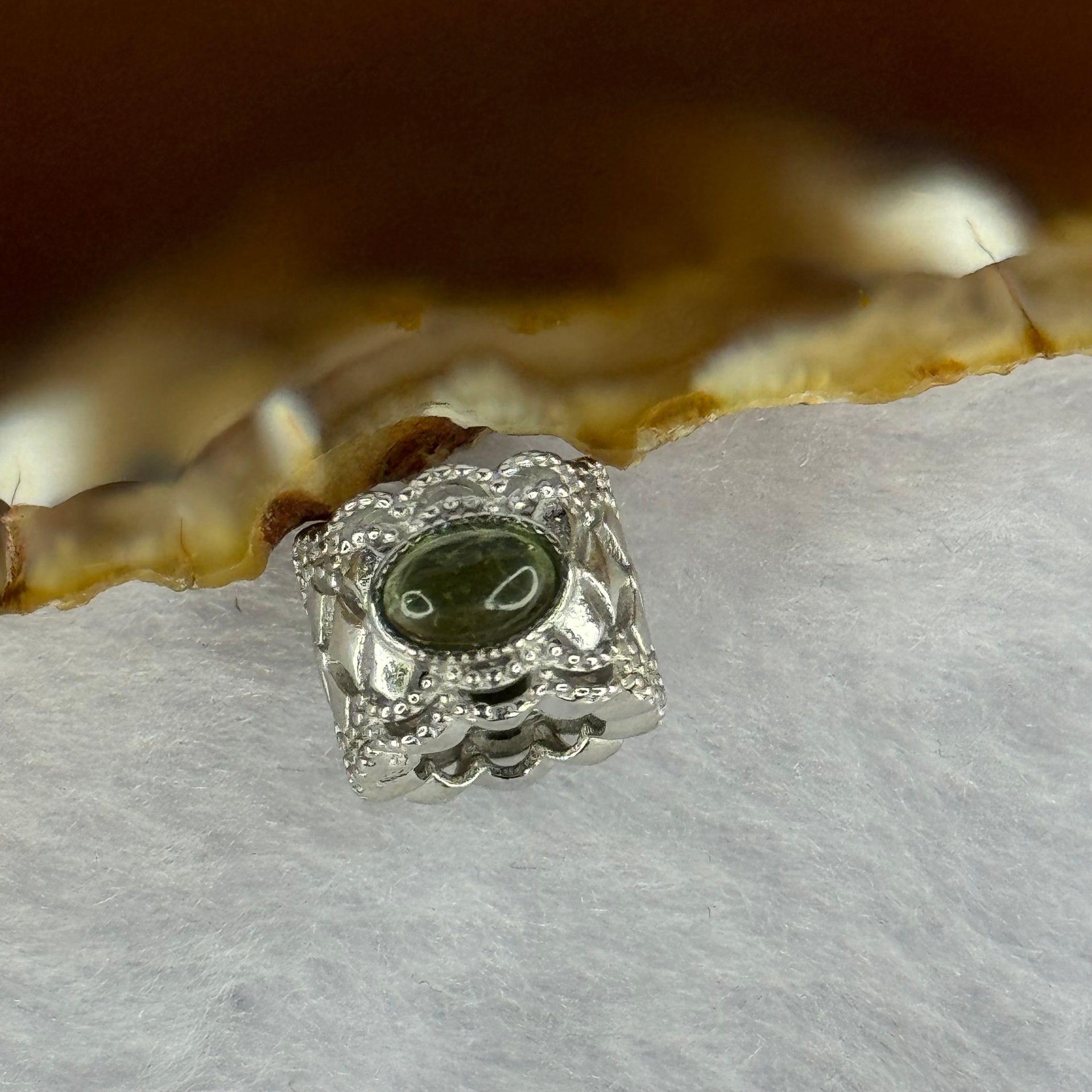 Natural Czech Republic Moldavite Meteorite Crystal in S925 Sliver Bracelet Charm 2.35g 15.1 by 11.5 by 9.3 / 6.0 by 3.5 by 2.0mm - Huangs Jadeite and Jewelry Pte Ltd