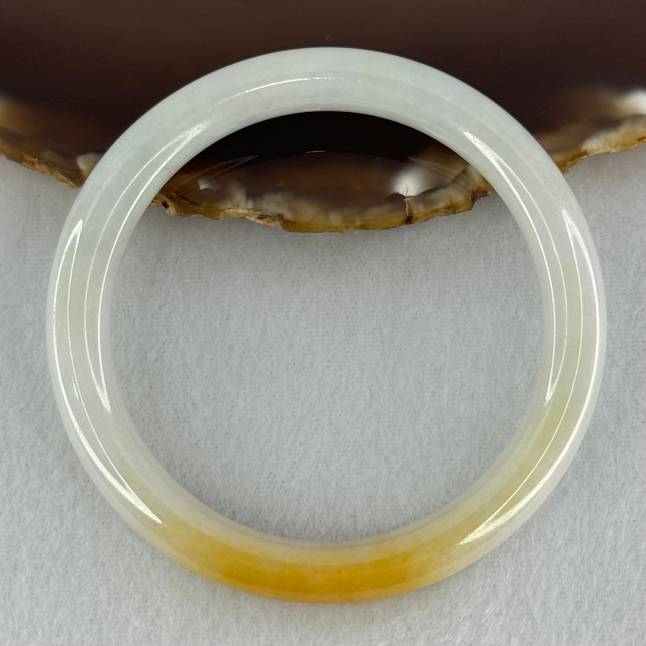 Type A Faint Green Lavender with Yellow Jadeite Bangle Internal Diameter 54.6mm 34.4580g 8.2 by 8.2mm (Very Slight Internal Line) - Huangs Jadeite and Jewelry Pte Ltd