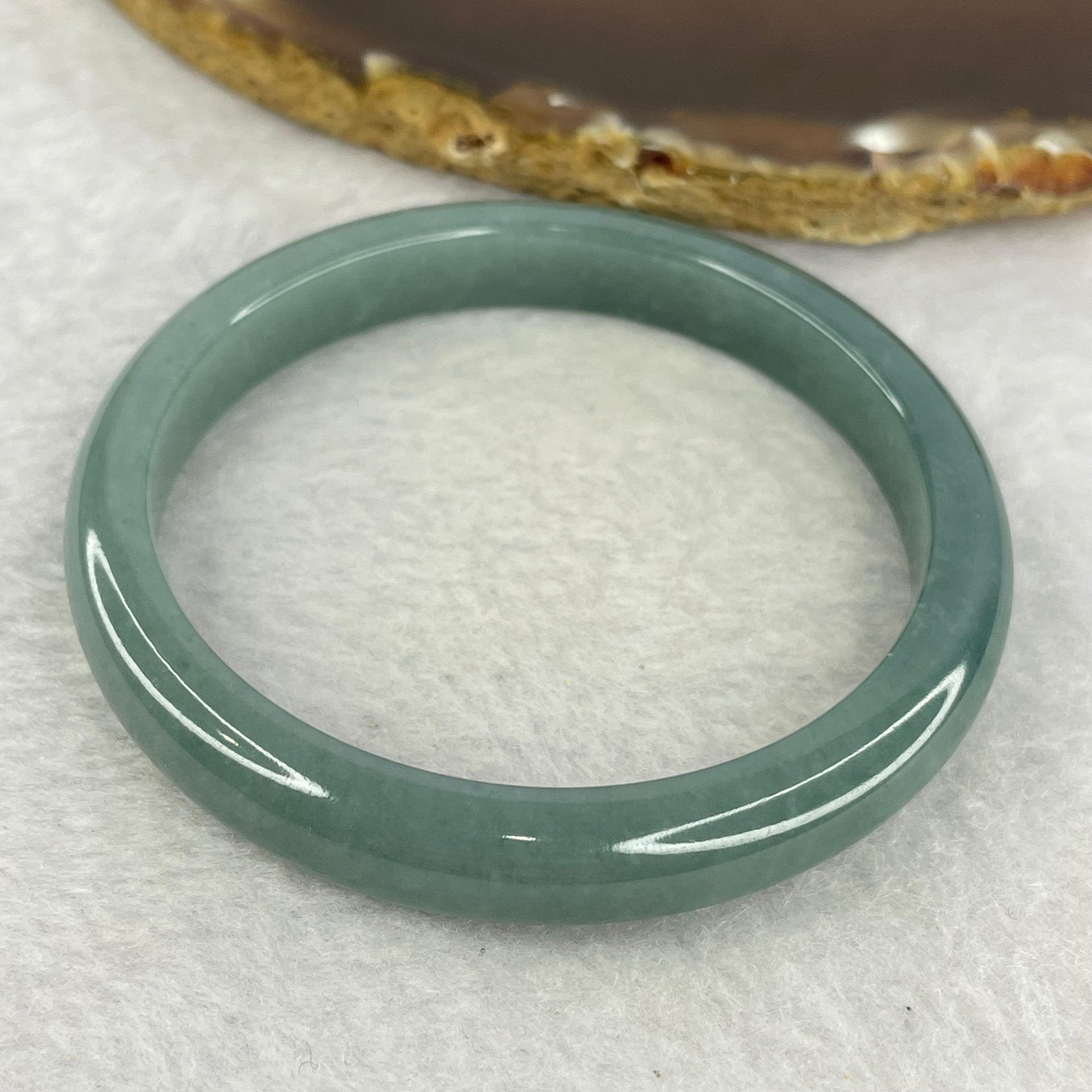 Type A Blueish Green Jadeite Bangle Inner Diameter 54.7mm 32.15g 9.1 by 6.8 (Perfect) - Huangs Jadeite and Jewelry Pte Ltd