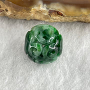 Natural Type A Lao Keng Old Mine Green Jadeite Flora Carving Bead Charm 1.32g 11.0mm - Huangs Jadeite and Jewelry Pte Ltd