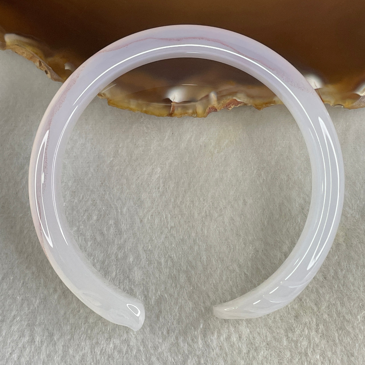 Natural Pinky Agate Fox Bange Internal Dimeter 59.0mm 25.35g 9.8 by 7.2mm - Huangs Jadeite and Jewelry Pte Ltd