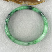 Type A Natural Old Mine Spicy Green with Dark Green Piao Hua Flora Jadeite Oval Bangle 26.28g 131.60cts Inner Diameter 52.55mm 46.90 by 5.40mm with NGI Cert 63804952 (Very Very Slight Internal Lines) - Huangs Jadeite and Jewelry Pte Ltd