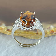 Natural Cognac Amber in S925 Sliver Ring (Adjustable Size) 2.11g 12.7 by 9.0 by 4.5mm - Huangs Jadeite and Jewelry Pte Ltd