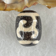 Natural Powerful Tibetan Old Oily Black White Agate Green Tara Dzi Bead Heavenly Master (Tian Zhu) 绿度母天珠 4.50g 17.7 by 12.9mm - Huangs Jadeite and Jewelry Pte Ltd
