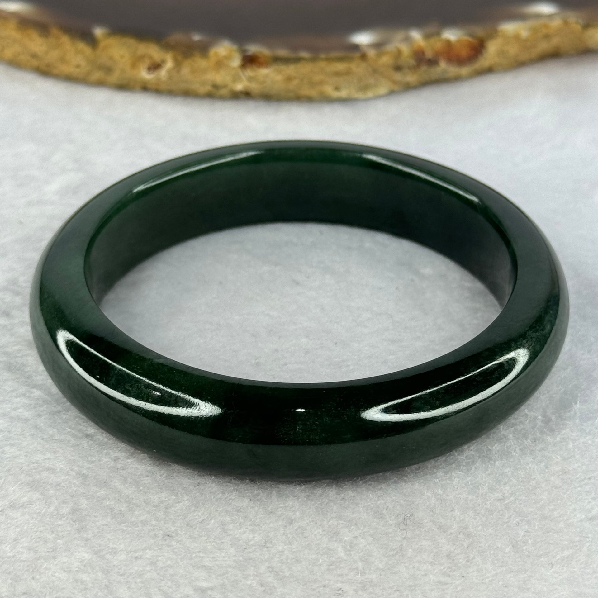 Type A Dark Green Jadeite Bangle Internal Diameter 55.0mm 56.42g 12.8 by 8.7mm (Slight Internal Line) - Huangs Jadeite and Jewelry Pte Ltd