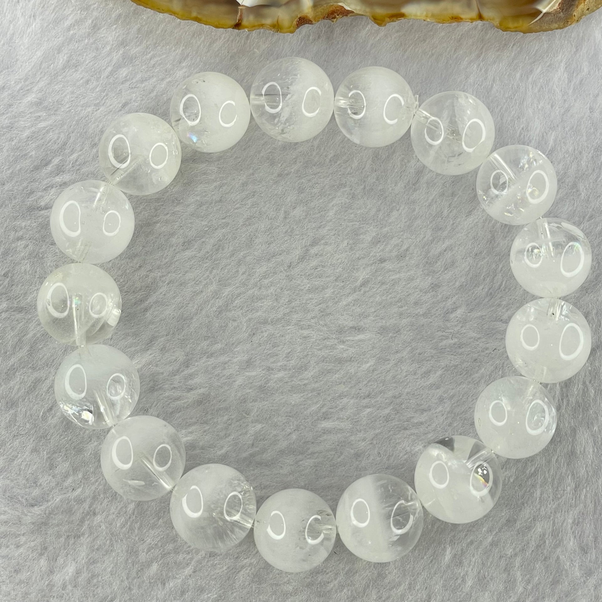 Natural White Phantom Quartz Beads Bracelet 44.82g 12.7mm 17 Beads - Huangs Jadeite and Jewelry Pte Ltd
