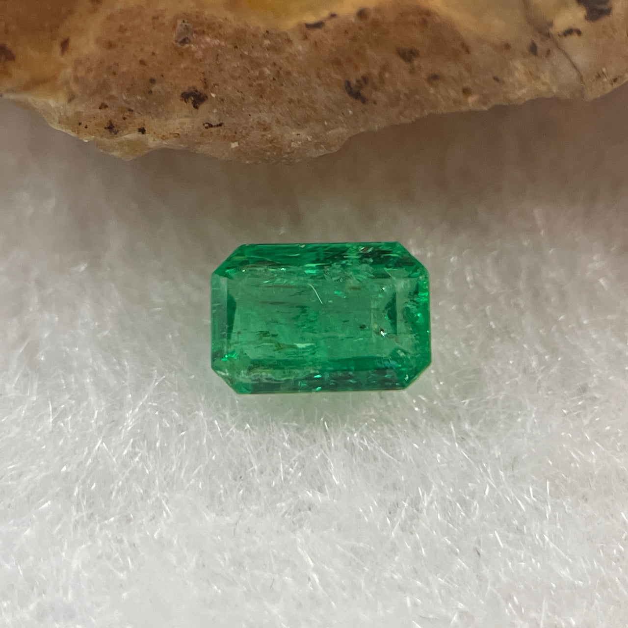 Natural Colombia Vivid Green Emerald (Beryl) Cut-Cornered Rectangular Step cut 0.41ct 5.7 by 3.8 by 2.3mm - Huangs Jadeite and Jewelry Pte Ltd