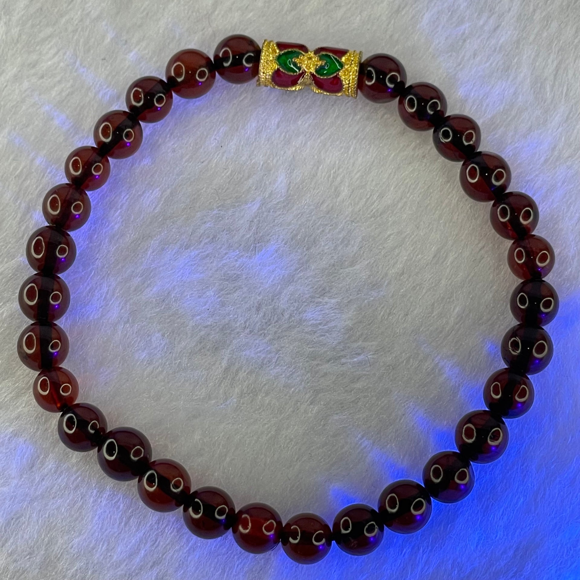 Natural Blood Red Amber Beads Bracelet 4.86g 16cm 6.3mm 29 Beads - Huangs Jadeite and Jewelry Pte Ltd