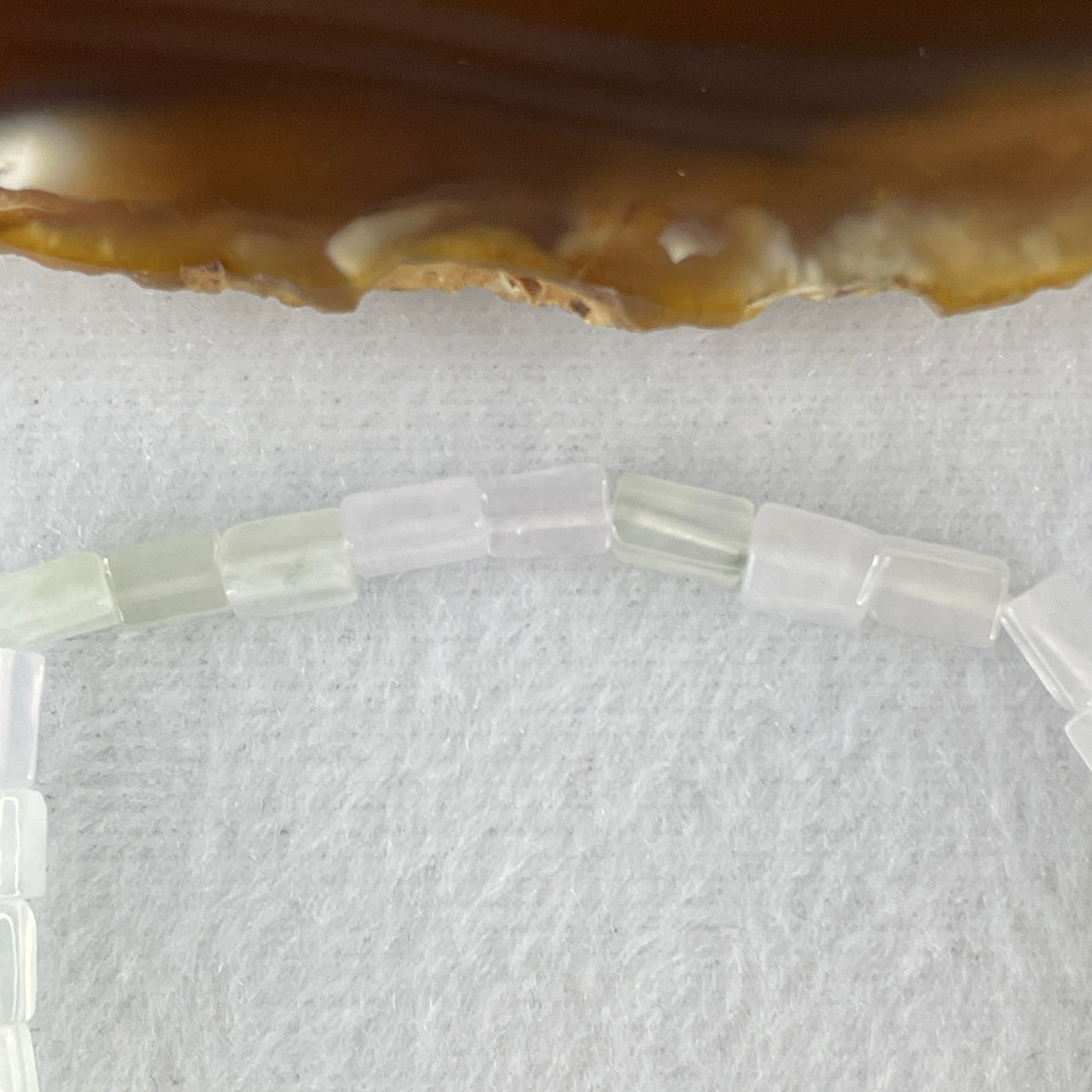 Certified Natural Type A Semi Icy Faint Lavender to Colorless Jadeite Pebble Shape Bracelet 8.36g 16cm 5.0mm 27 Pcs