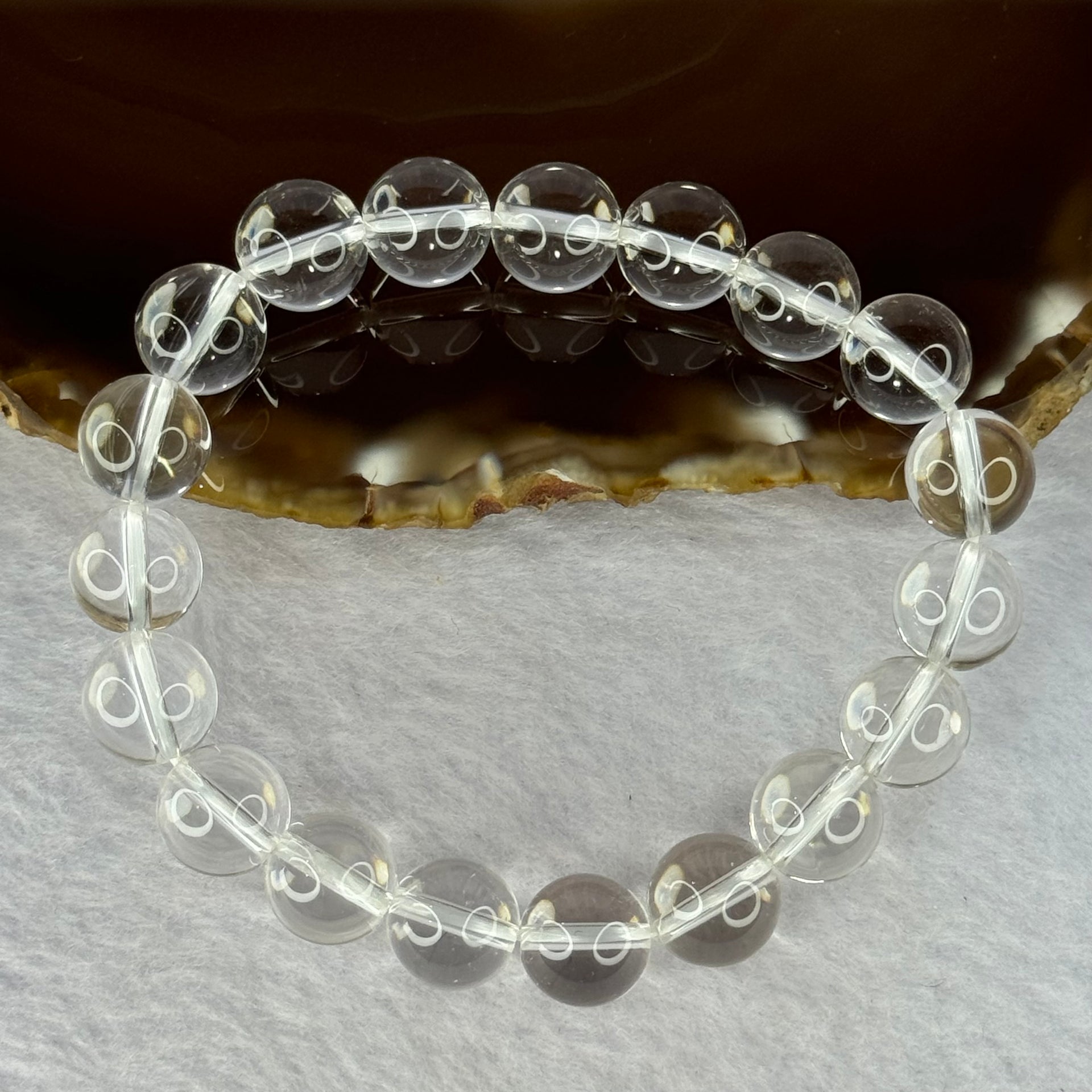 Natural Clear Quartz Bracelet 天然白水晶手链 30.62g 17cm 10.6mm 19 Beads - Huangs Jadeite and Jewelry Pte Ltd