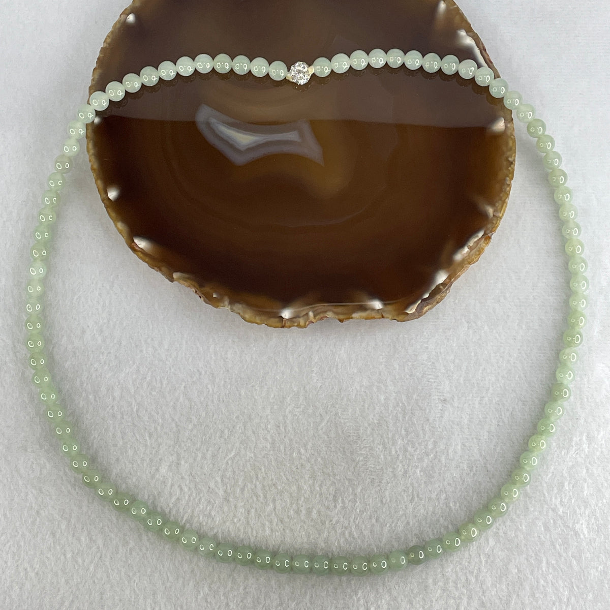 Natural Type A Jelly Light Green Jadeite Beads Necklace | (51.98g | 60cm |  7.0mm | 92 Beads | Heart Chakra Radiance, Steady Wealth "Zheng Cai" Anchor & Feng Shui Prosperity Catalyst)