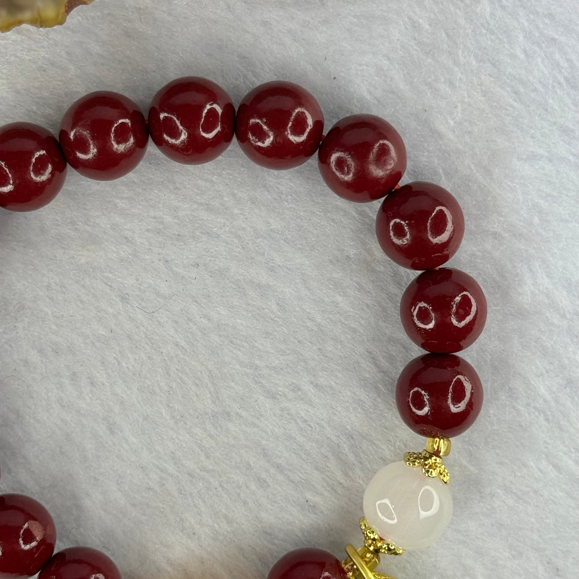 Natural Cinnabar Beads with Charms Bracelet 红朱砂手链 36.26g 16cm 10.2mm 15 Beads 11.7 by 8.3mm 1 LuluTong - Huangs Jadeite and Jewelry Pte Ltd