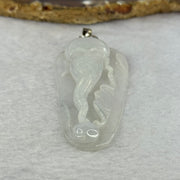 Type A Light Lavender Green Jadeite Shou Xing Gong Pendent With 18KGP Sliver Claps 24.08g 64.4 by 29.3 by 9.8mm - Huangs Jadeite and Jewelry Pte Ltd