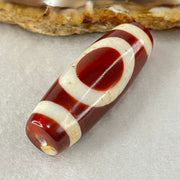 Natural Powerful Tibetan Old Oily Red White Agate One Eye Water Element Dzi Bead Heavenly Master (Tian Zhu) 一眼水元素天珠 10.47g 37.6 by 13.5mm - Huangs Jadeite and Jewelry Pte Ltd