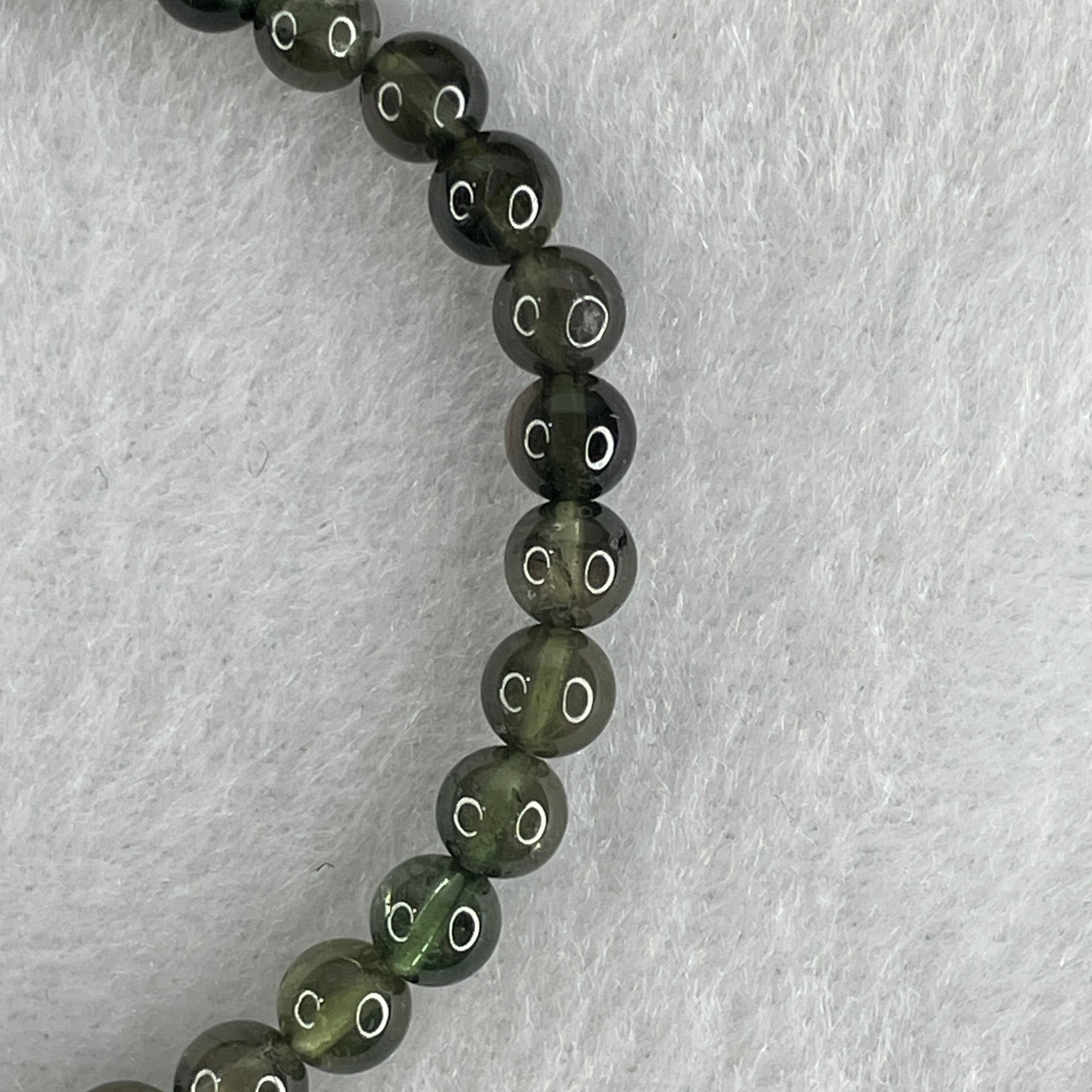 Very Good Grade Natural Green Tourmaline Crystal Bracelet 6.95g 13.5cm 5.2mm 34Beads - Huangs Jadeite and Jewelry Pte Ltd