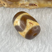 Natural Powerful Tibetan Old Oily Dark Brown Yellow Agate Tiger Tooth Daluo Dzi Bead Heavenly Master (Tian Zhu) 2.50g 14.4 by 10.6mm - Huangs Jadeite and Jewelry Pte Ltd