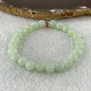 Type A Natural Light Apple Green Jadeite Beads Bracelet 18.06g 15cm 7.8mm 24 Beads - Huangs Jadeite and Jewelry Pte Ltd