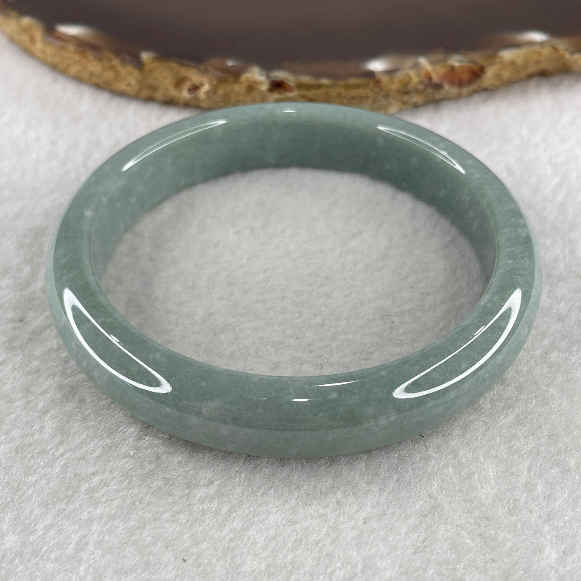 Type A Full Green Bangle 48.97g inner Dia 59.4mm 12.0 by 7.4mm (NO LINE) - Huangs Jadeite and Jewelry Pte Ltd