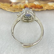 Rare Good Grade Natural Blue Dumortierite Rutilated Quartz in S925 Sliver Ring (Adjustable Size) 2.23g 9.8 by 6.7 by 3.6mm - Huangs Jadeite and Jewelry Pte Ltd