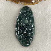 Certified Natural Type A Semi icy Blueish Green Jadeite Ruyi Double Side with Dragon Head Pendant 45.00g 69.8 by 34.0 by 13.9mm - Huangs Jadeite and Jewelry Pte Ltd