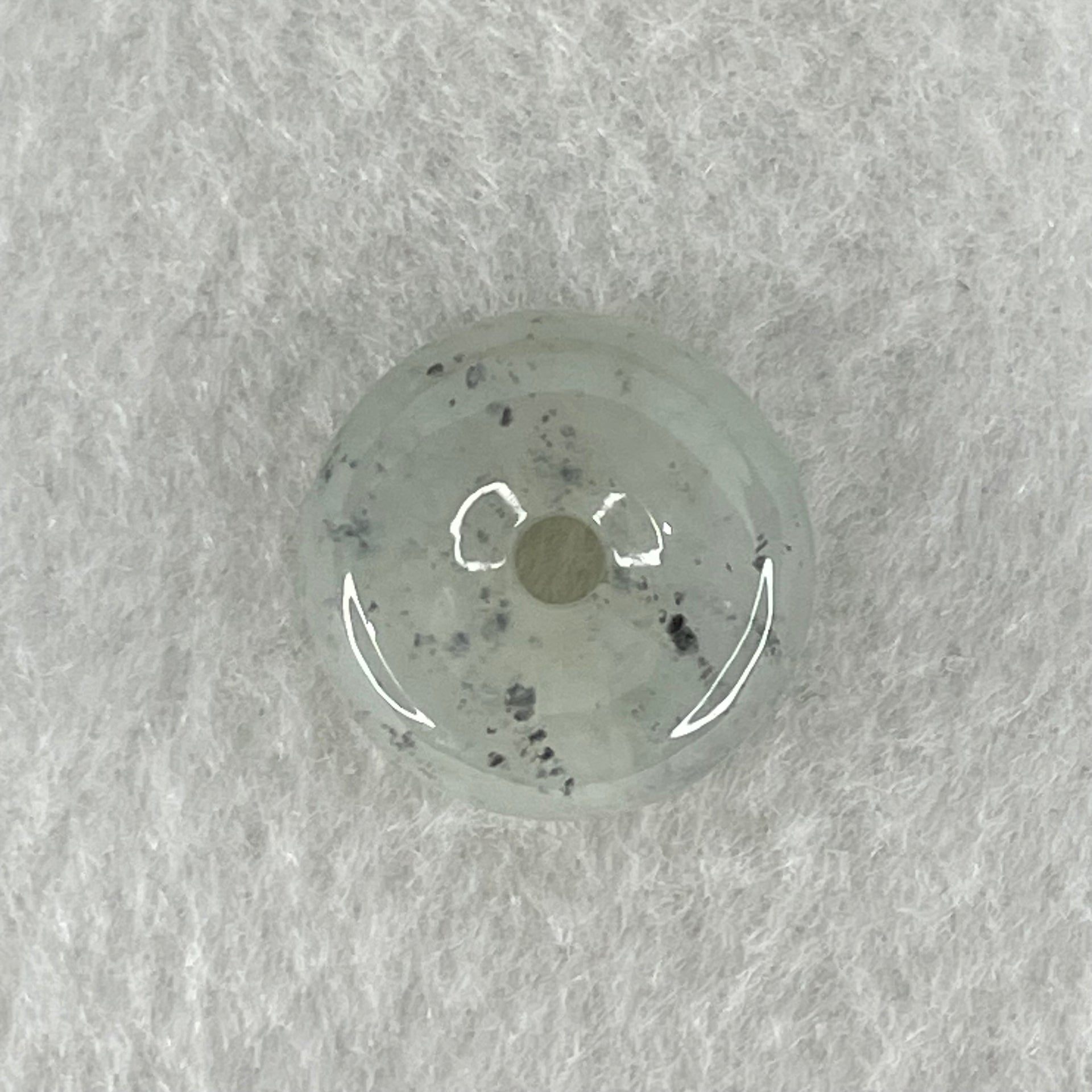 Type A Semi Icy Wuji Grey Jadeite Ping An Kou Donut Charm Pendant 3.46g 15.4 by 7.0mm - Huangs Jadeite and Jewelry Pte Ltd