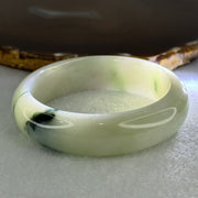 Type A Light Green with Moss Green Patches Jadeite Bangle Internal Diameter 56.5mm 75.29g 16.4 by 8.4mm (Slight Internal Line) - Huangs Jadeite and Jewelry Pte Ltd