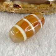 Natural Powerful Tibetan Old Oily Agate 3-Lines Dzi Bead Heavenly Master (Tian Zhu) 三行天诛 3.23g 20.1 by 10.4mm - Huangs Jadeite and Jewelry Pte Ltd