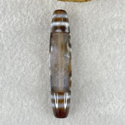 Natural Powerful Tibetan Old Oily Agate Zha Ji La Mu Female Cai Shen Carvings on 9 Eyes Dzi Bead Heavenly Master (Tian Zhu) 九眼扎基拉姆女财神天珠 11.04g 57.9 by 12.0mm - Huangs Jadeite and Jewelry Pte Ltd