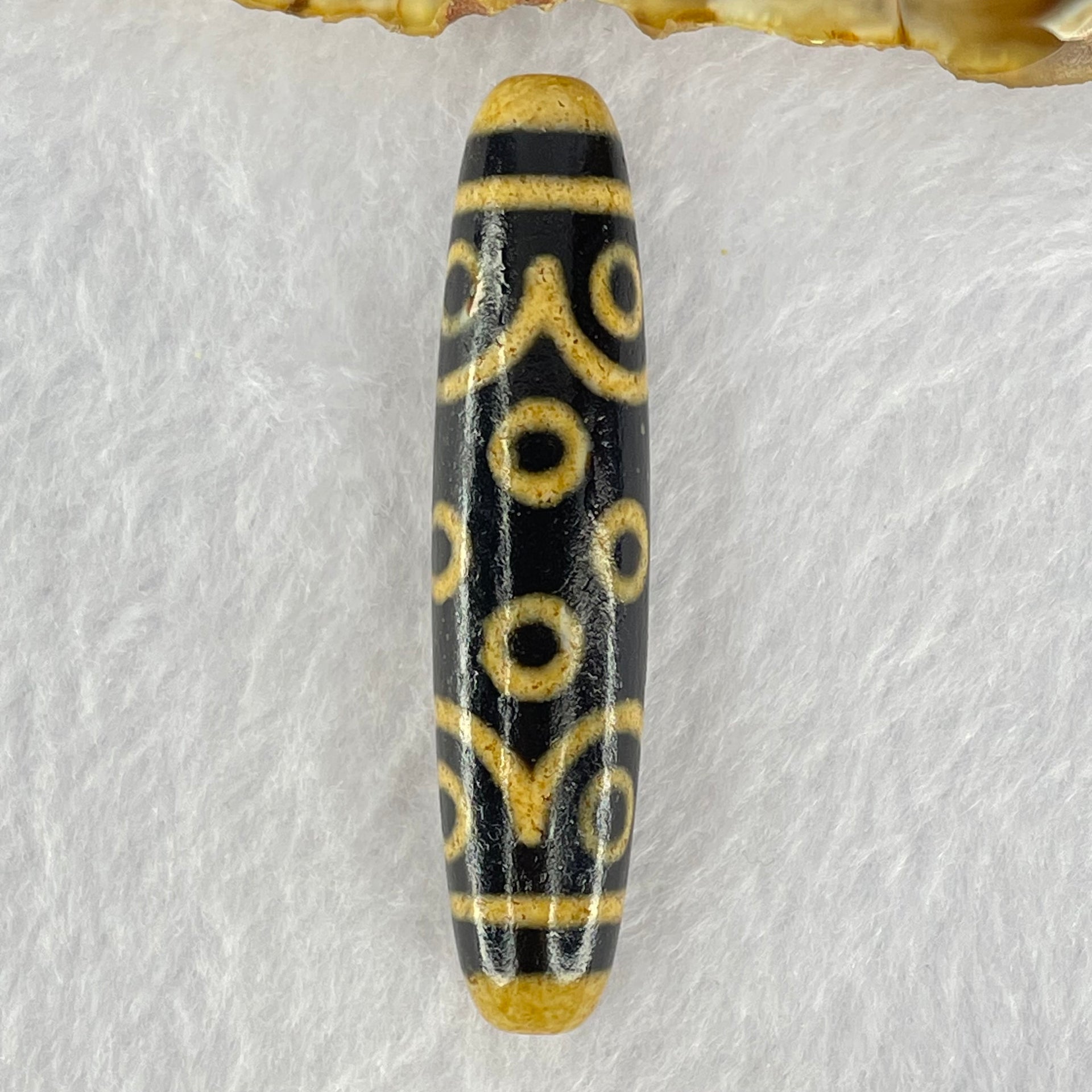 Natural Powerful Tibetan Old Oily Dark and Light Brown Agate 15 Eyes Dzi Bead Heavenly Master (Tian Zhu) 十五眼天诛 15.52g 58.5 by 13.3mm - Huangs Jadeite and Jewelry Pte Ltd
