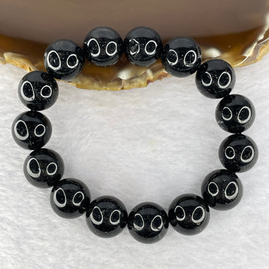 Natural Black Rutilated Quartz Beads Bracelet 55.25g 14.0mm 15 Beads - Huangs Jadeite and Jewelry Pte Ltd