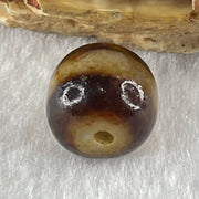 Natural Powerful Tibetan Old Oily Agate 1 Line Dzi Bead Heavenly Master (Tian Zhu) 1.93g 10.1 by 11.1mm - Huangs Jadeite and Jewelry Pte Ltd