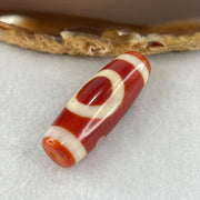 Natural Powerful Tibetan Old Oily Red White Agate One Eye Earth Element Dzi Bead Heavenly Master (Tian Zhu) 一眼土元素天珠 15.03g 37.7 by 13.4mm - Huangs Jadeite and Jewelry Pte Ltd