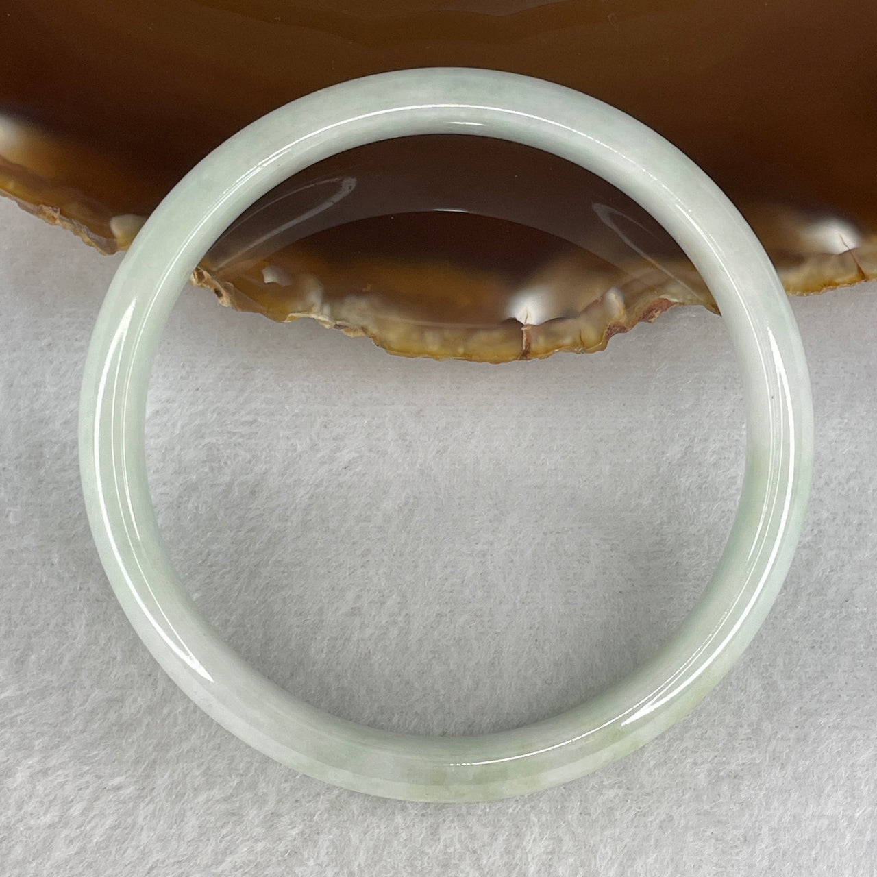 59.8mm Genuine Jadeite Bangle Type A - Green Floating Flowers - 39.42g Natural Light Green Jadeite Jewelry 11.8x6.5mm Wide (Very Slight External and Slight Internal Lines)