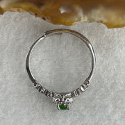 Type A Bright Green Jadeite Ring in S925 Sliver with Cubic Zirconia 1.30g 3.5 by 2.0mm (Adjustable Size) - Huangs Jadeite and Jewelry Pte Ltd