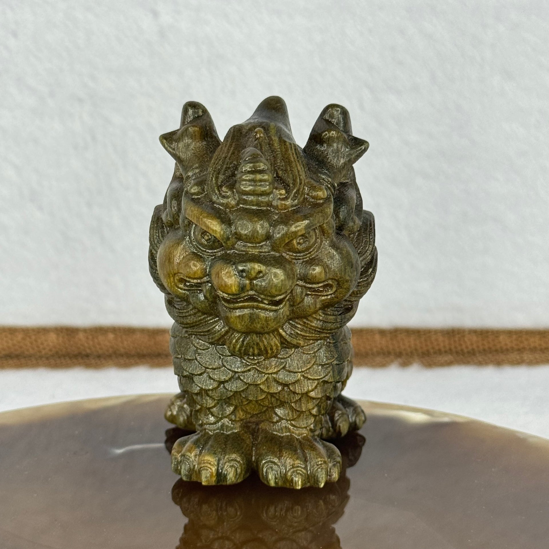 Natural Wooden Kirin Display 天然绿檀麒麟摆件 36.59g 48.7 by 33.3 by 54.1mm - Huangs Jadeite and Jewelry Pte Ltd