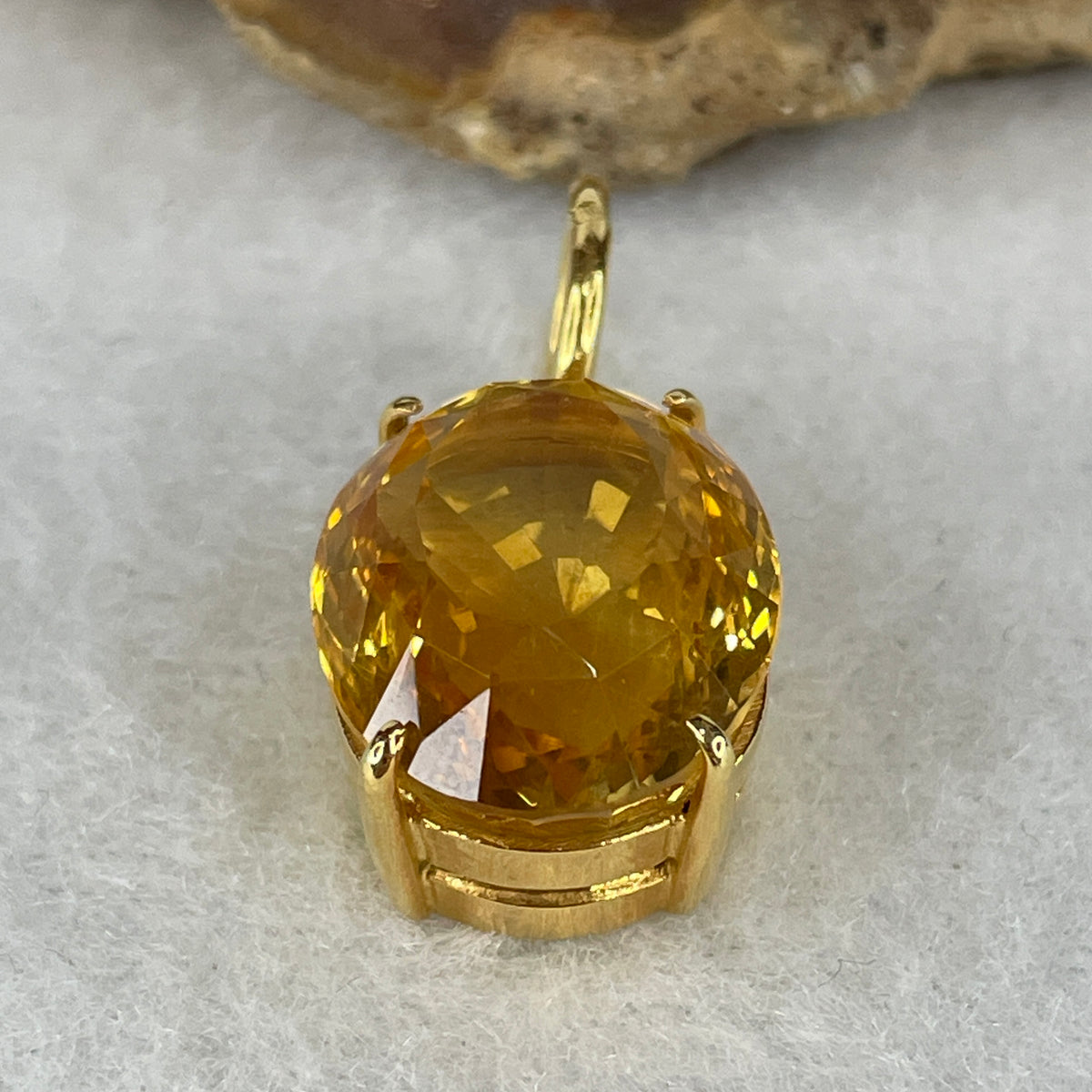 NGI Certified Natural Citrine Quartz Oval Brilliant Step Cut Pendant |  22K Yellow Gold Setting (14.0ct | 6.93g Total | 16.75x13.40x10.21mm | Golden Honey Brilliance | Wealth Magnet, Confidence & Success Shield)