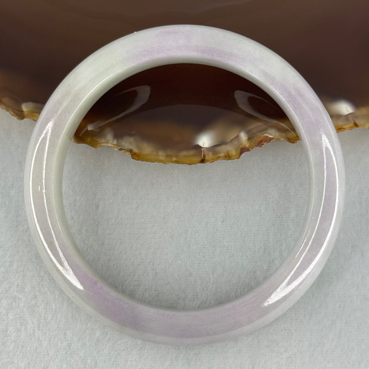 Type A Light Lavender with Slight Light Green Jadeite Bangle Internal Diameter 55.9mm 53.17g 12.1 by 8.2mm (Very Slight Internal Lines) - Huangs Jadeite and Jewelry Pte Ltd