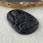 Type A Opaque to Partial Translucent Black Omphacite Jadeite Thousand Hand Guan Yin Pendant Rat Zodiac Guardian 19.78g 53.3 by 34.3 by 8.6mm - Huangs Jadeite and Jewelry Pte Ltd