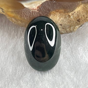 Type A Translucent Black Omphacite Jadeite Oval Cabouchon Stone For Setting 0.85g 12.3 by 8.3 by 4.1mm - Huangs Jadeite and Jewelry Pte Ltd