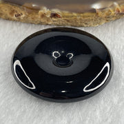 Type A Opaque Black Omphacite Jadeite Ping An Kou Donut Pendant 28.01g 40.4 by 8.2mm - Huangs Jadeite and Jewelry Pte Ltd