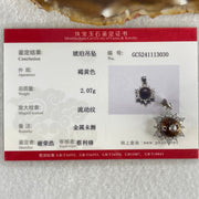 Natural Amber with Crystals in S925 Sliver Pendant 2.07g 8.9mm (External Line) - Huangs Jadeite and Jewelry Pte Ltd