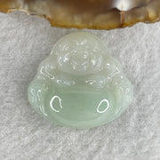 Certified Natural Type A Light Green Jadeite Milo Laughing Buddha Pendant 4.90g 22.8 by 24.9 by 6.0mm - Huangs Jadeite and Jewelry Pte Ltd