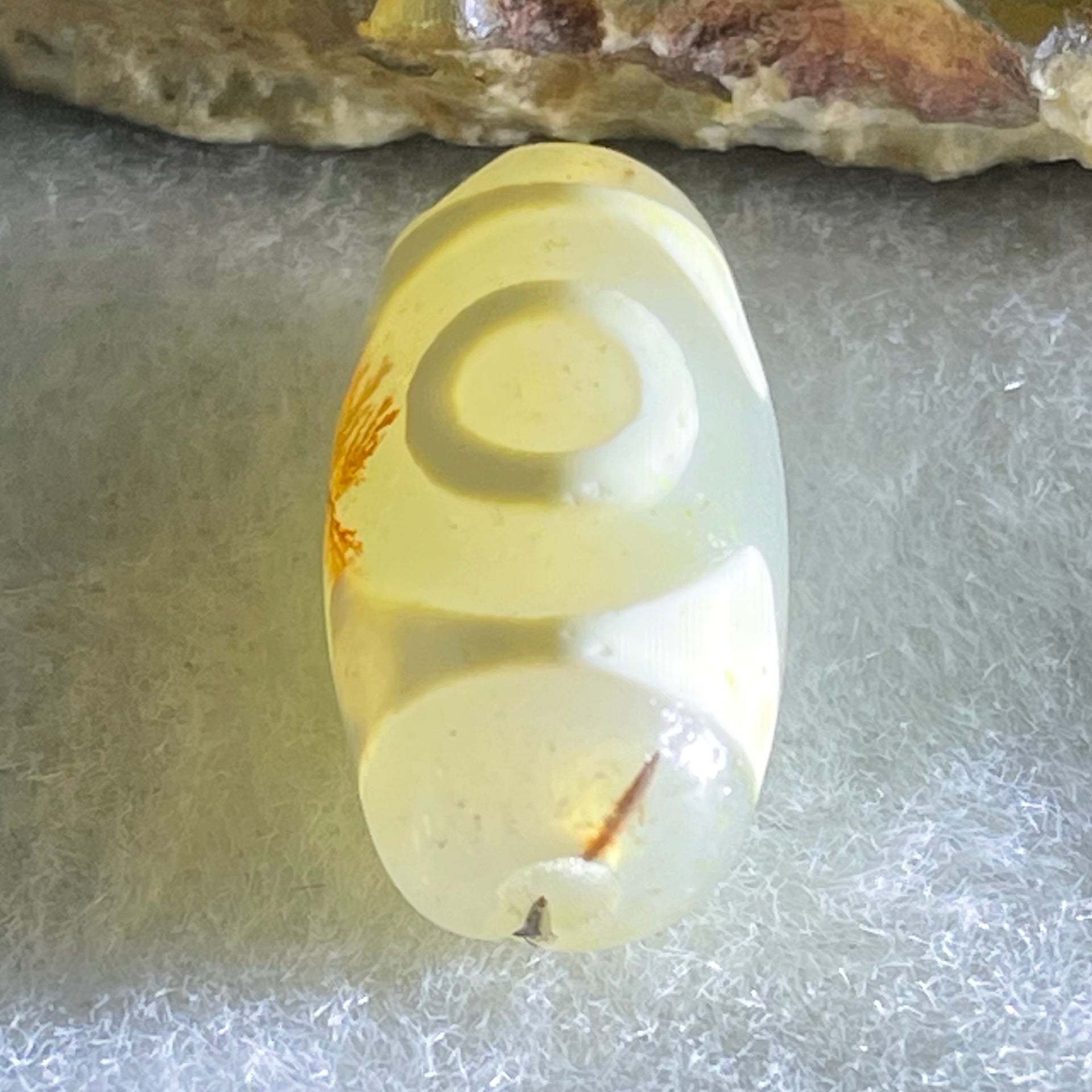 Natural Powerful Tibetan Old Oily Agate 3 Eyes Dzi Bead Heavenly Master (Tian Zhu) 三眼天诛 3.14g 20.0 by 10.4mm - Huangs Jadeite and Jewelry Pte Ltd