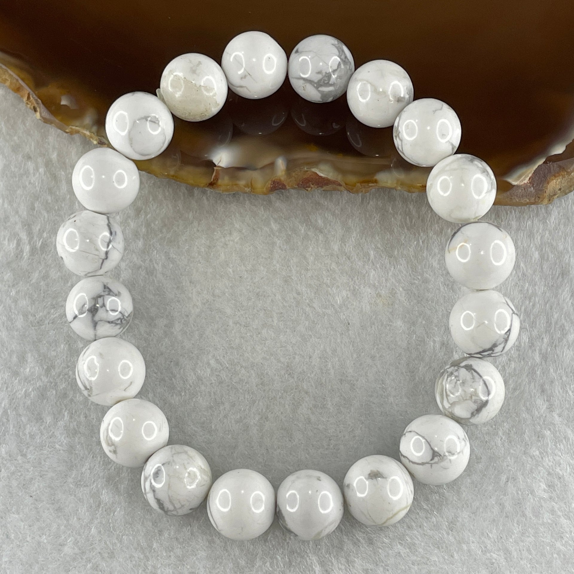 Natural Magnesite Calcite Beads Bracelet 30.38g 16cm 10.1mm 20Beads - Huangs Jadeite and Jewelry Pte Ltd