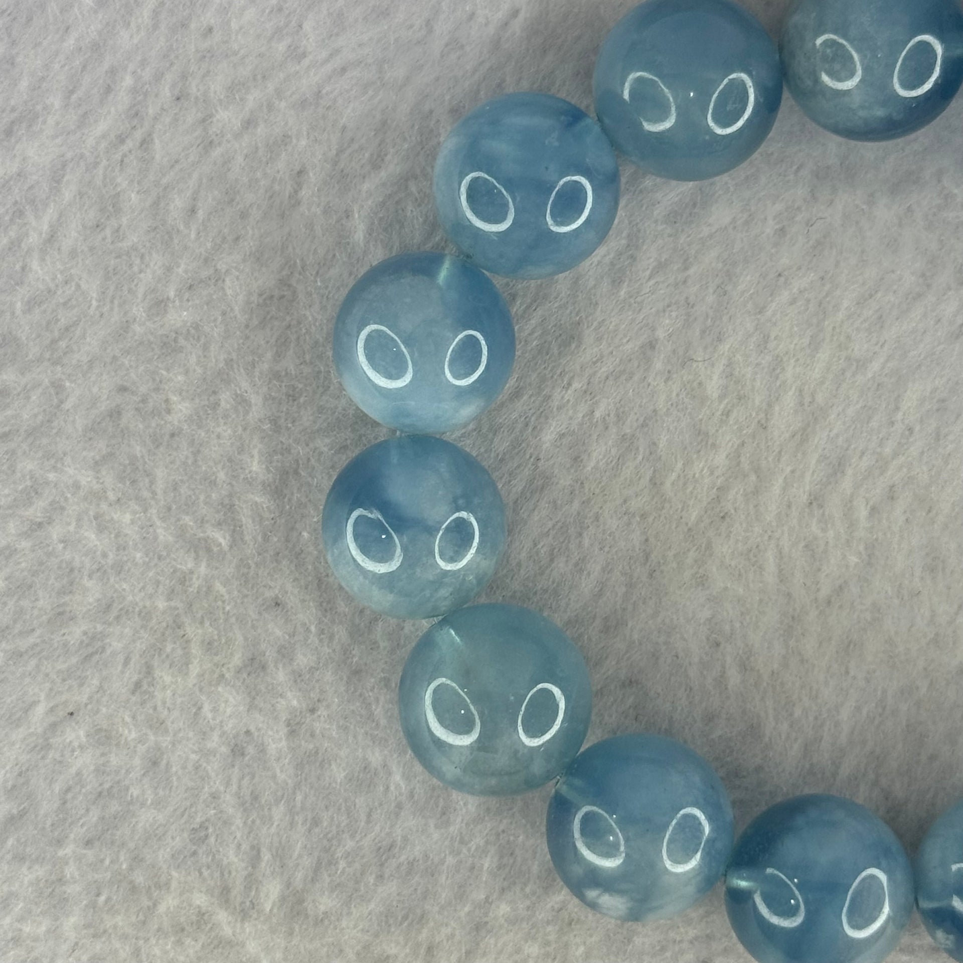Natural Aquamarine Beads Bracelet 60.65g 18.5cm 14.5mm 15 Beads - Huangs Jadeite and Jewelry Pte Ltd