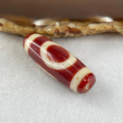 Natural Powerful Tibetan Old Oily Red White Agate One Eye Fire Sign Dzi Bead Heavenly Master (Tian Zhu) 一眼火天珠 10.21g 37.8 by 13.2mm - Huangs Jadeite and Jewelry Pte Ltd