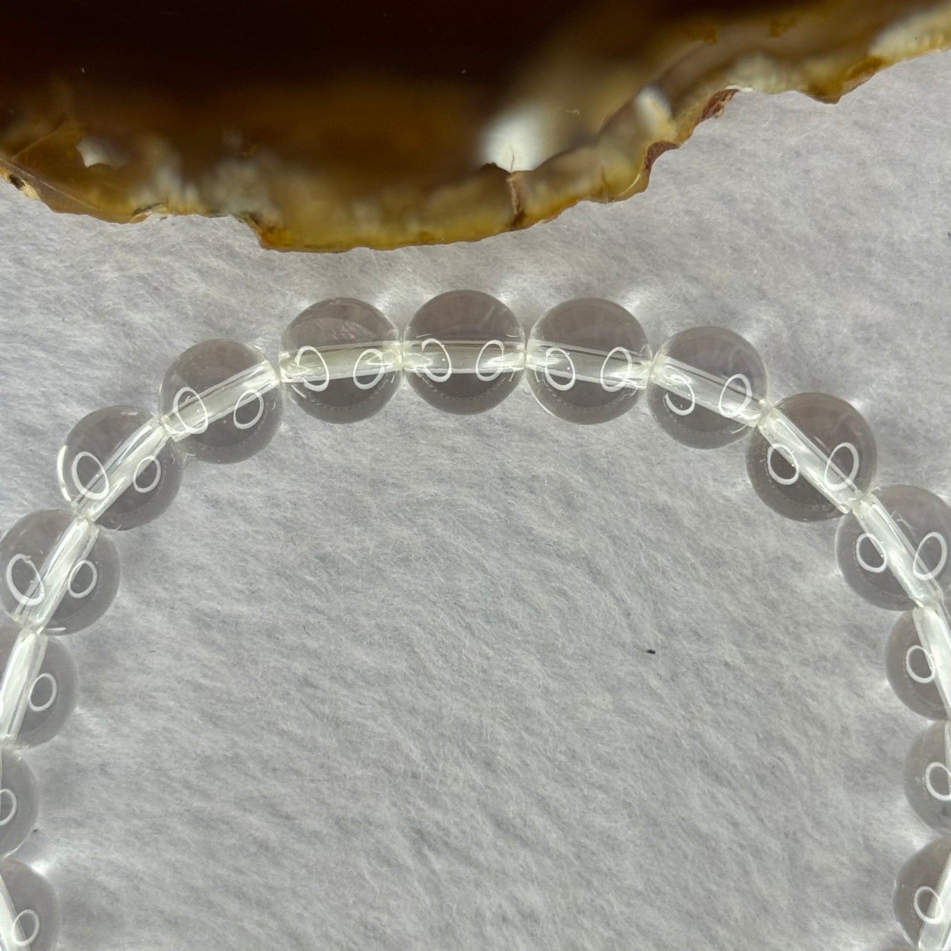 Natural Clear Quartz Bracelet 天然白水晶手链 18.92g 16.5cm 8.4mm 24 Beads - Huangs Jadeite and Jewelry Pte Ltd