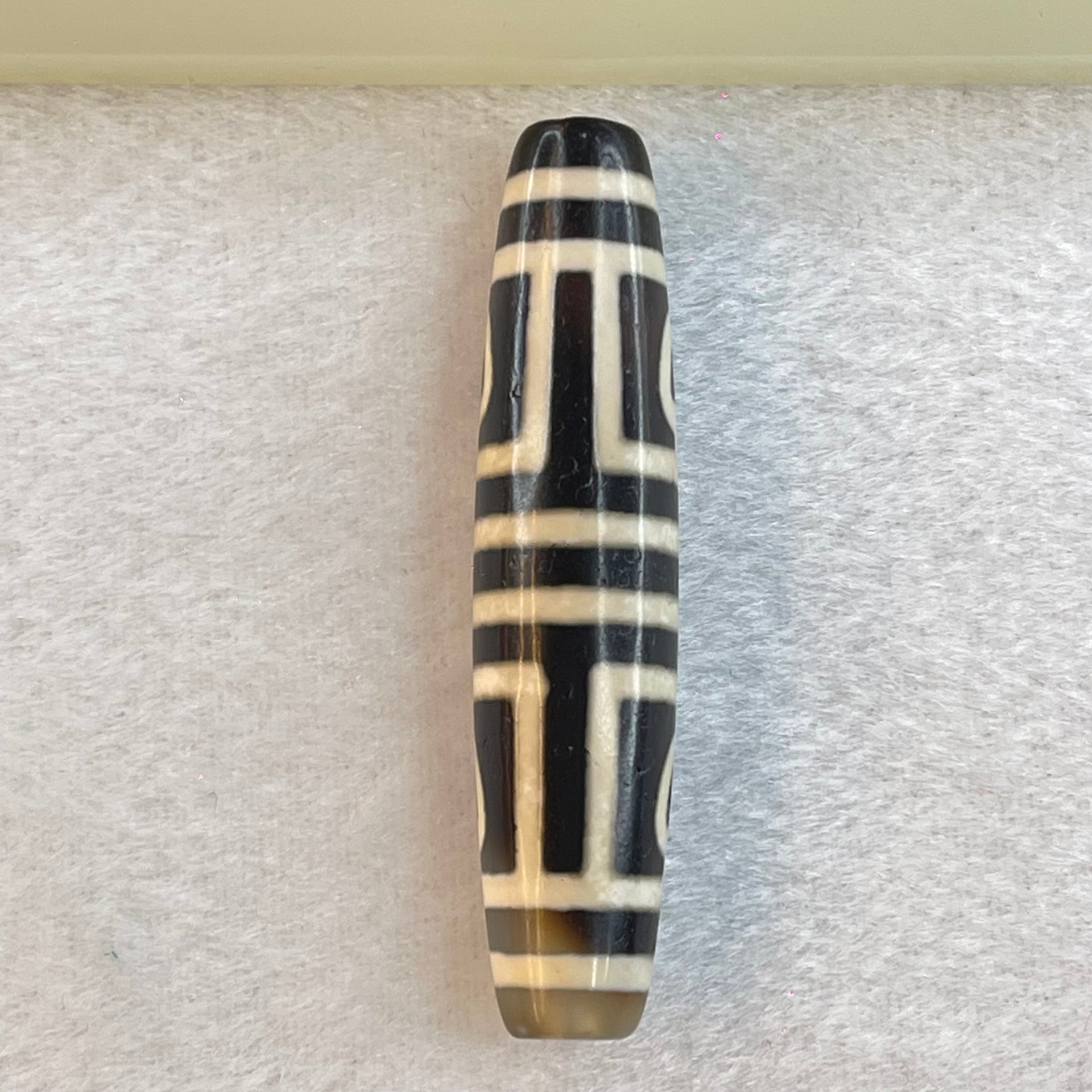 Natural Powerful Tibetan Old Oily Agate Patina 4 Mercy Bodhi Tree Leaf Dzi Bead Heavenly Master (Tian Zhu) 六眼天诛 16.43g 59.5 by 13.4mm - Huangs Jadeite and Jewelry Pte Ltd