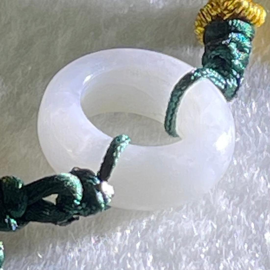 Type A Faint Lavender Jadeite Ping An Kou String Bracelet 2.90g 15.4 by 5.6mm - Huangs Jadeite and Jewelry Pte Ltd
